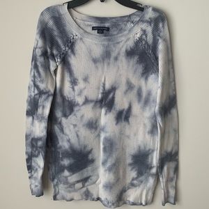 AEO Blue and White Tie-Dye Sweater